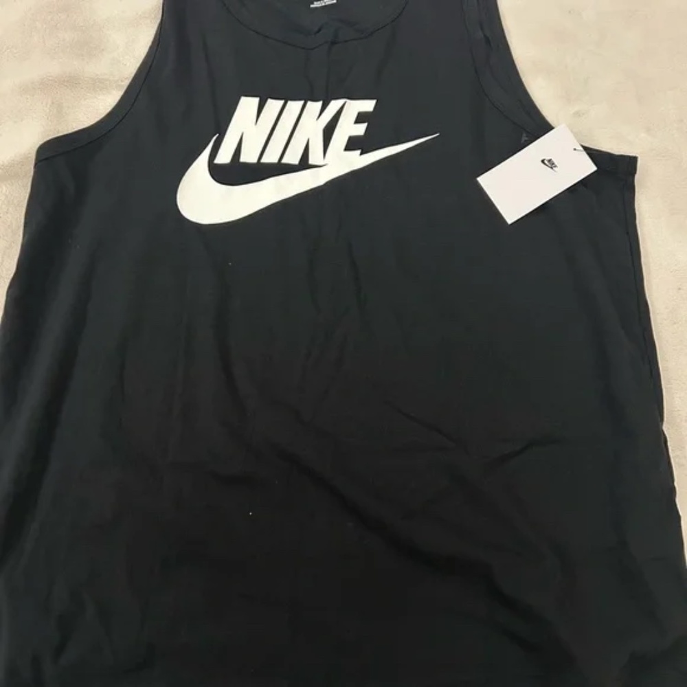 Nike Classic Black with White iconic Logo Tank Top size Medium